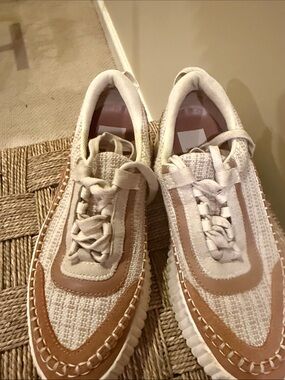 Dolce Vita White and Tan Platform Sneakers